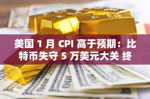 美國 1 月 CPI 高于預期：比特幣失守 5 萬美元大關 終止 7 連漲