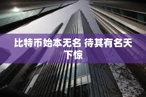 比特幣始本無(wú)名 待其有名天下驚