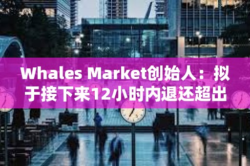 Whales Market創始人：擬于接下來12小時內退還超出金額