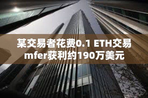 某交易者花費0.1 ETH交易mfer獲利約190萬美元