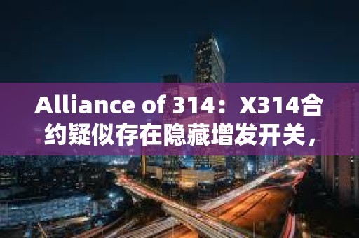 Alliance of 314：X314合約疑似存在隱藏增發(fā)開關(guān)，開發(fā)者應注意驗證