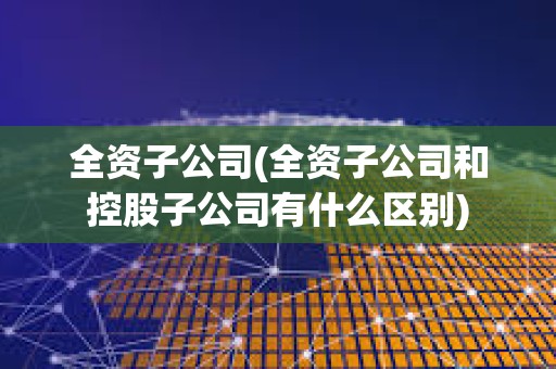 全資子公司(全資子公司和控股子公司有什么區別)