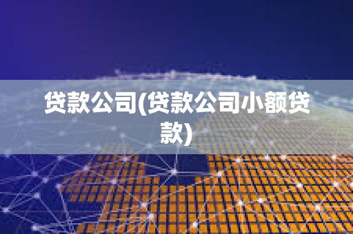 貸款公司(貸款公司小額貸款)