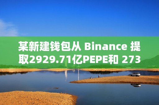 某新建錢包從 Binance 提取2929.71億PEPE和 273,267枚WLD