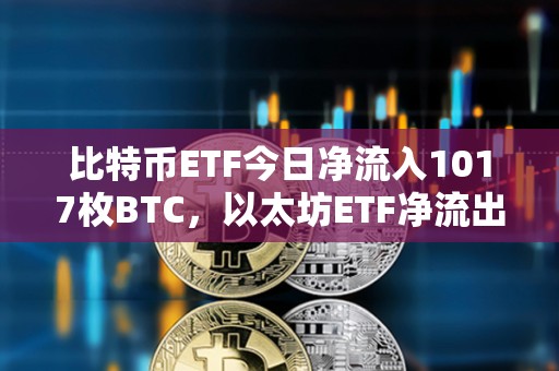 比特幣ETF今日凈流入1017枚BTC，以太坊ETF凈流出146枚ETH