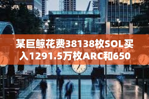 某巨鯨花費38138枚SOL買入1291.5萬枚ARC和650萬枚ai16z