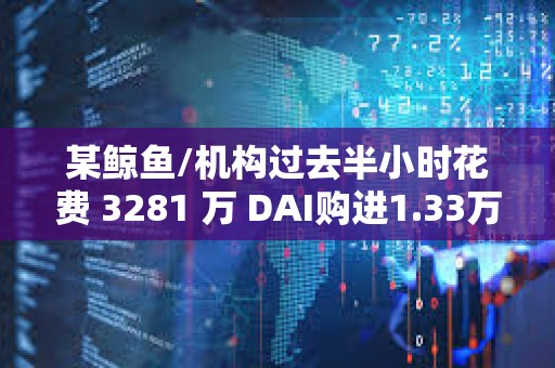 某鯨魚/機構(gòu)過去半小時花費 3281 萬 DAI購進1.33萬枚 ETH