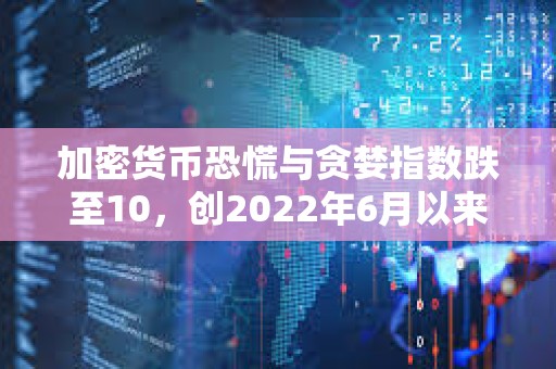 加密貨幣恐慌與貪婪指數跌至10，創2022年6月以來最低水平