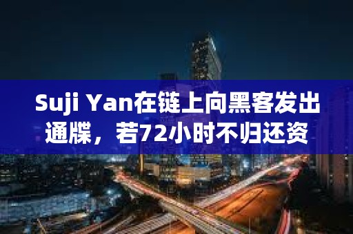 Suji Yan在鏈上向黑客發出通牒，若72小時不歸還資金將升級執法行動