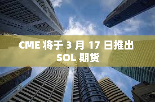CME 將于 3 月 17 日推出 SOL 期貨