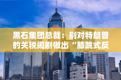 黑石集團總裁：別對特朗普的關稅鬧劇做出“膝跳式反應”，建議等待潛在談判結果