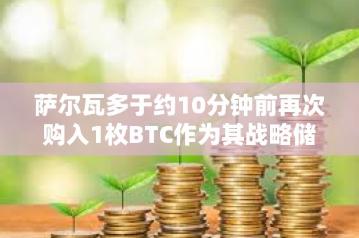 薩爾瓦多于約10分鐘前再次購入1枚BTC作為其戰(zhàn)略儲備
