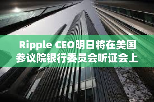 Ripple CEO明日將在美國參議院銀行委員會聽證會上作證