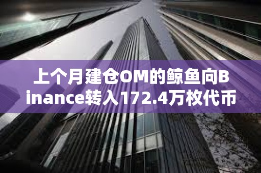 上個月建倉OM的鯨魚向Binance轉入172.4萬枚代幣，或將損失1011萬美元