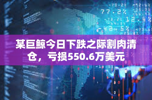 某巨鯨今日下跌之際割肉清倉，虧損550.6萬美元