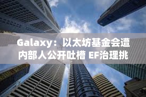 Galaxy：以太坊基金會遭內部人公開吐槽 EF治理挑戰在哪里