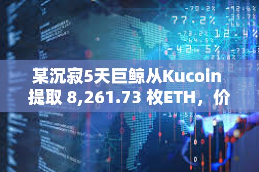 某沉寂5天巨鯨從Kucoin 提取 8,261.73 枚ETH，價值 2472 萬美元