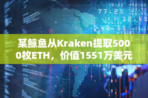 某鯨魚從Kraken提取5000枚ETH，價值1551萬美元