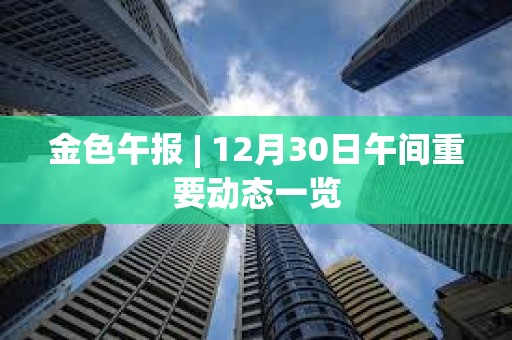 金色午報 | 12月30日午間重要動態一覽