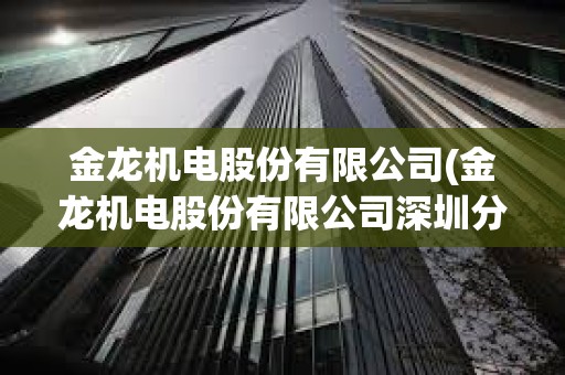 金龍機電股份有限公司(金龍機電股份有限公司深圳分公司)