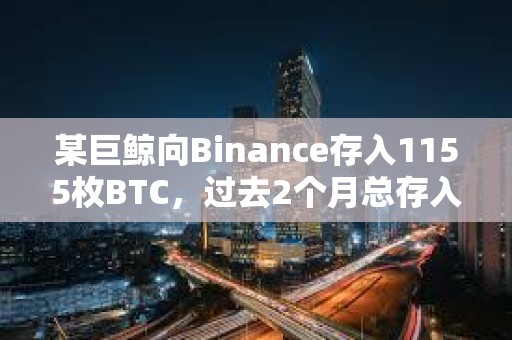 某巨鯨向Binance存入1155枚BTC，過去2個月總存入5362枚BTC