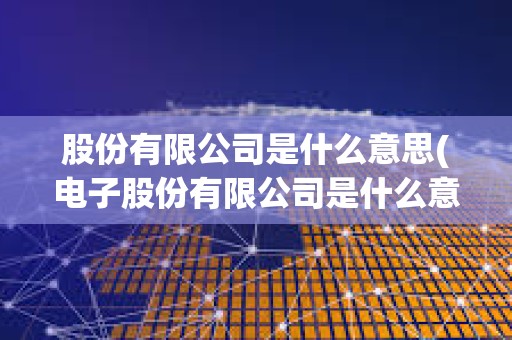 股份有限公司是什么意思(電子股份有限公司是什么意思)
