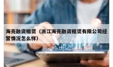海亮融資租賃（浙江海亮融資租賃有限公司經營情況怎么樣）