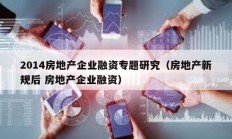 2014房地產企業(yè)融資專題研究（房地產新規(guī)后 房地產企業(yè)融資）