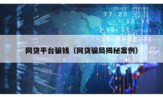 網貸平臺騙錢（網貸騙局揭秘案例）
