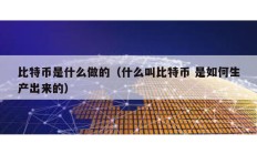 比特幣是什么做的（什么叫比特幣 是如何生產出來的）