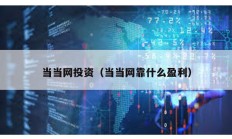 當(dāng)當(dāng)網(wǎng)投資（當(dāng)當(dāng)網(wǎng)靠什么盈利）