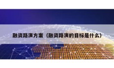 融資路演方案（融資路演的目標是什么）