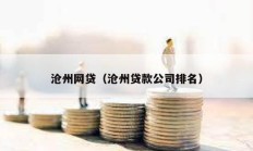 滄州網貸（滄州貸款公司排名）