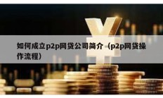 如何成立p2p網貸公司簡介（p2p網貸操作流程）