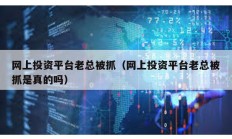 網上投資平臺老總被抓（網上投資平臺老總被抓是真的嗎）