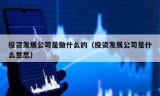 投資發展公司是做什么的（投資發展公司是什么意思）