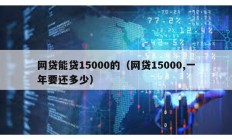 網貸能貸15000的（網貸15000,一年要還多少）