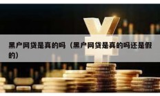 黑戶網貸是真的嗎（黑戶網貸是真的嗎還是假的）