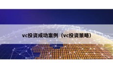vc投資成功案例（vc投資策略）