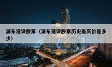 浦東建設股票（浦東建設股票歷史最高價是多少）