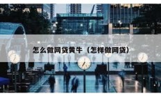 怎么做網(wǎng)貸黃牛（怎樣做網(wǎng)貸）