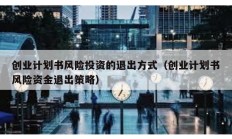 創業計劃書風險投資的退出方式（創業計劃書風險資金退出策略）
