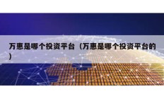 萬惠是哪個投資平臺（萬惠是哪個投資平臺的）