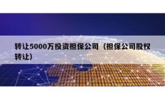 轉讓5000萬投資擔保公司（擔保公司股權轉讓）