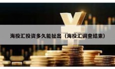 海投匯投資多久能扯出（海投匯調查結束）