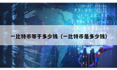 一比特幣等于多少錢（一比特幣是多少錢）