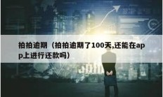 拍拍逾期（拍拍逾期了100天,還能在app上進(jìn)行還款嗎）