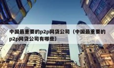 中國最重要的p2p網貸公司（中國最重要的p2p網貸公司有哪些）