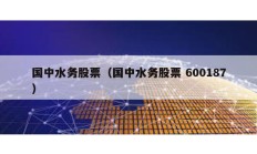 國中水務股票（國中水務股票 600187）