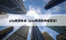 p2p網貸協會（p2p網貸機構啥意思）
